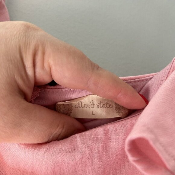 NWT Altar'd State Pink Ruffle Hemline Spaghetti Strap Dress Size large - Picture 3 of 8